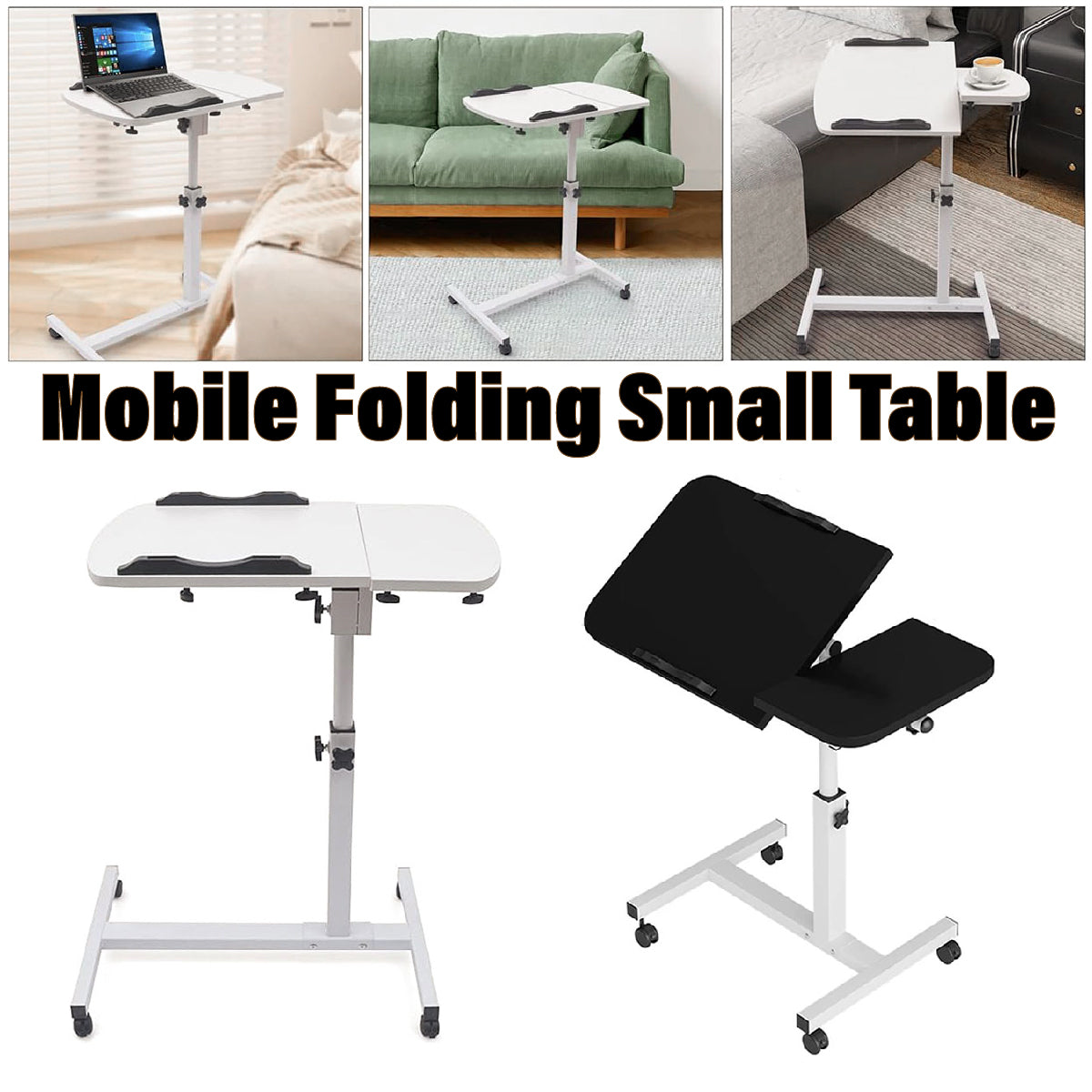Adjustable Folding Computer Desk Stand with Tiltable Desktop