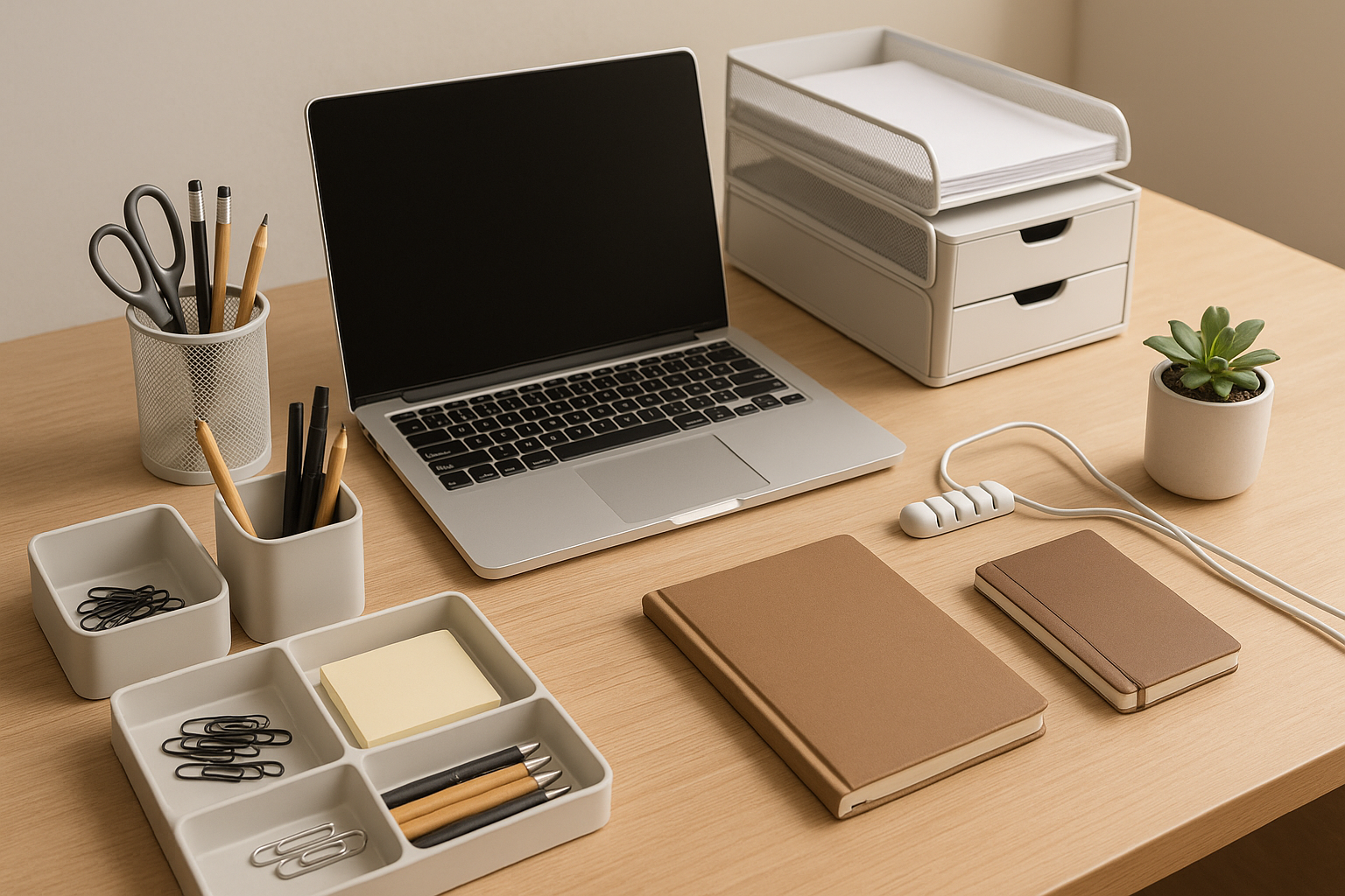 办公室桌面收纳的场景图