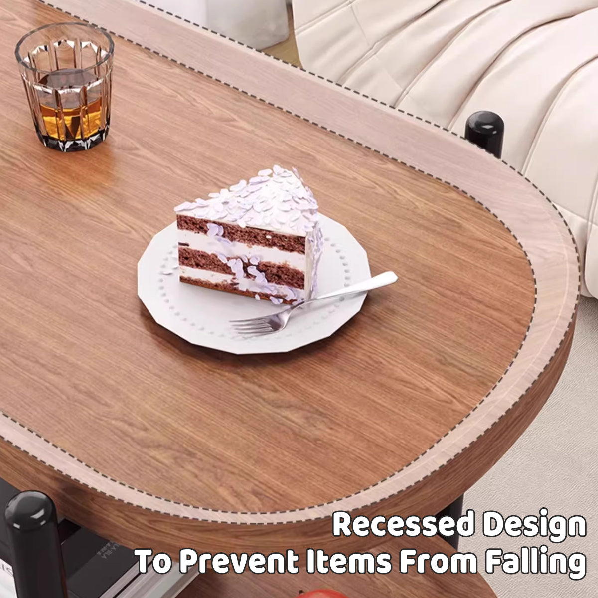 Movable Sofa Side Table Tea Trolley Shelf with Lockable Wheels