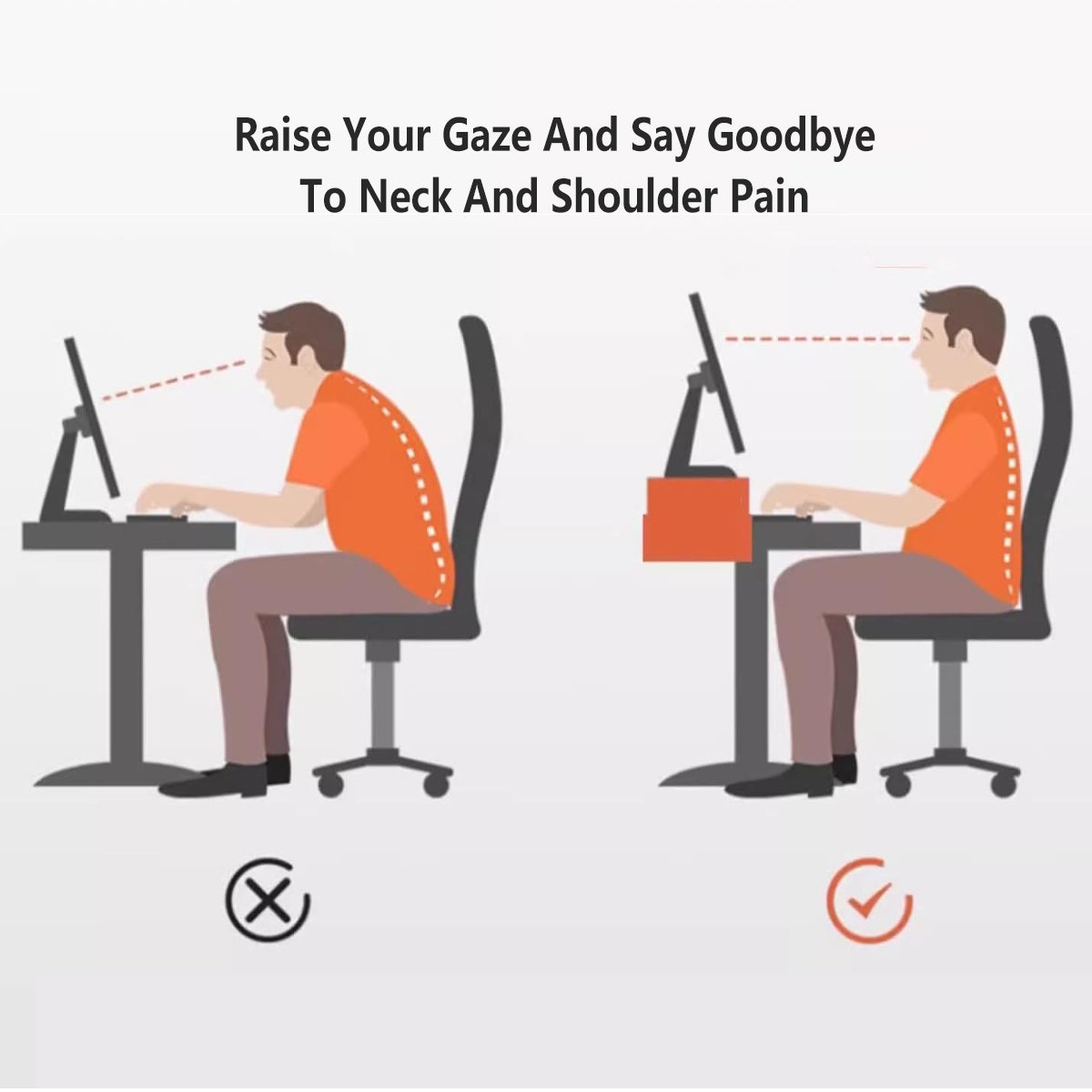 Monitor and Laptop Riser with Ventilated Black Metal Shelf