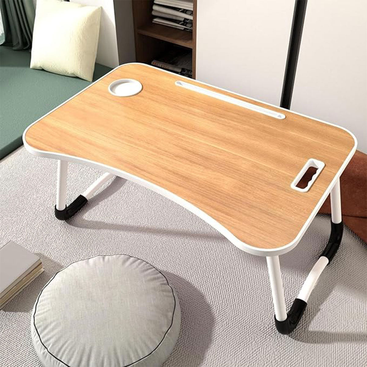 Foldable Laptop Bed Table Cup Slot and Device Stand