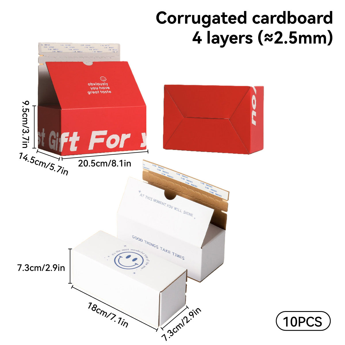 10 Pcs Corrugated Cardboard Boxes with Zipper Closure
