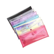 7 Pcs Transparent Pencil Bags PVC Snap Button Assorted Colours
