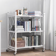 Metal Foldable Multi Layer Storage Rack with Rotating Wheels