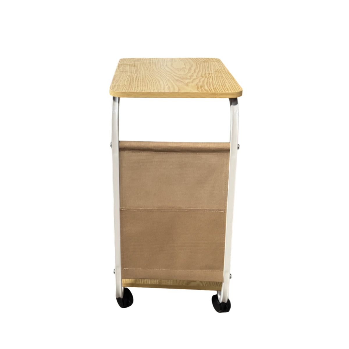 Mobile Side Table with Wheels and Magazine Pocket