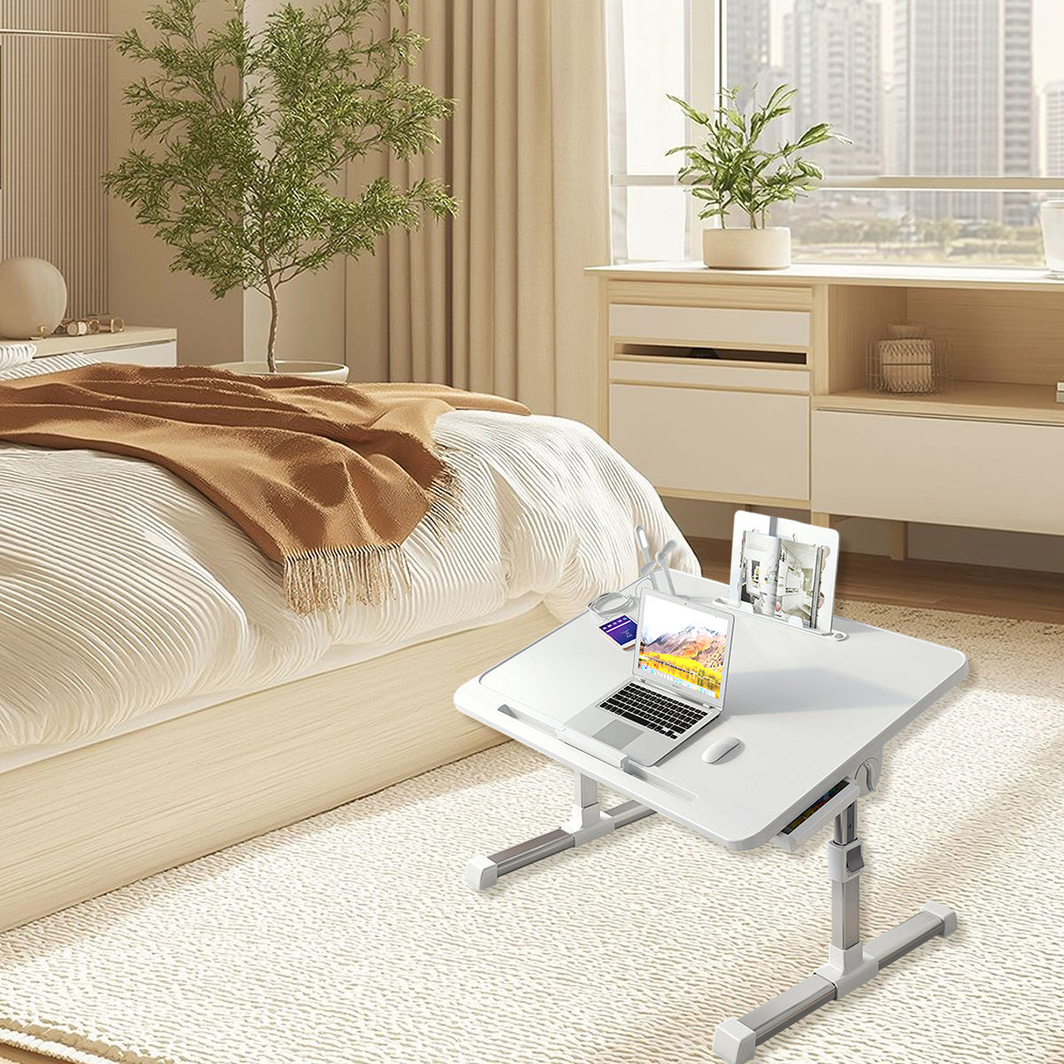 Laptop Bed Desk Adjustable with Foldable Design for Work and Study