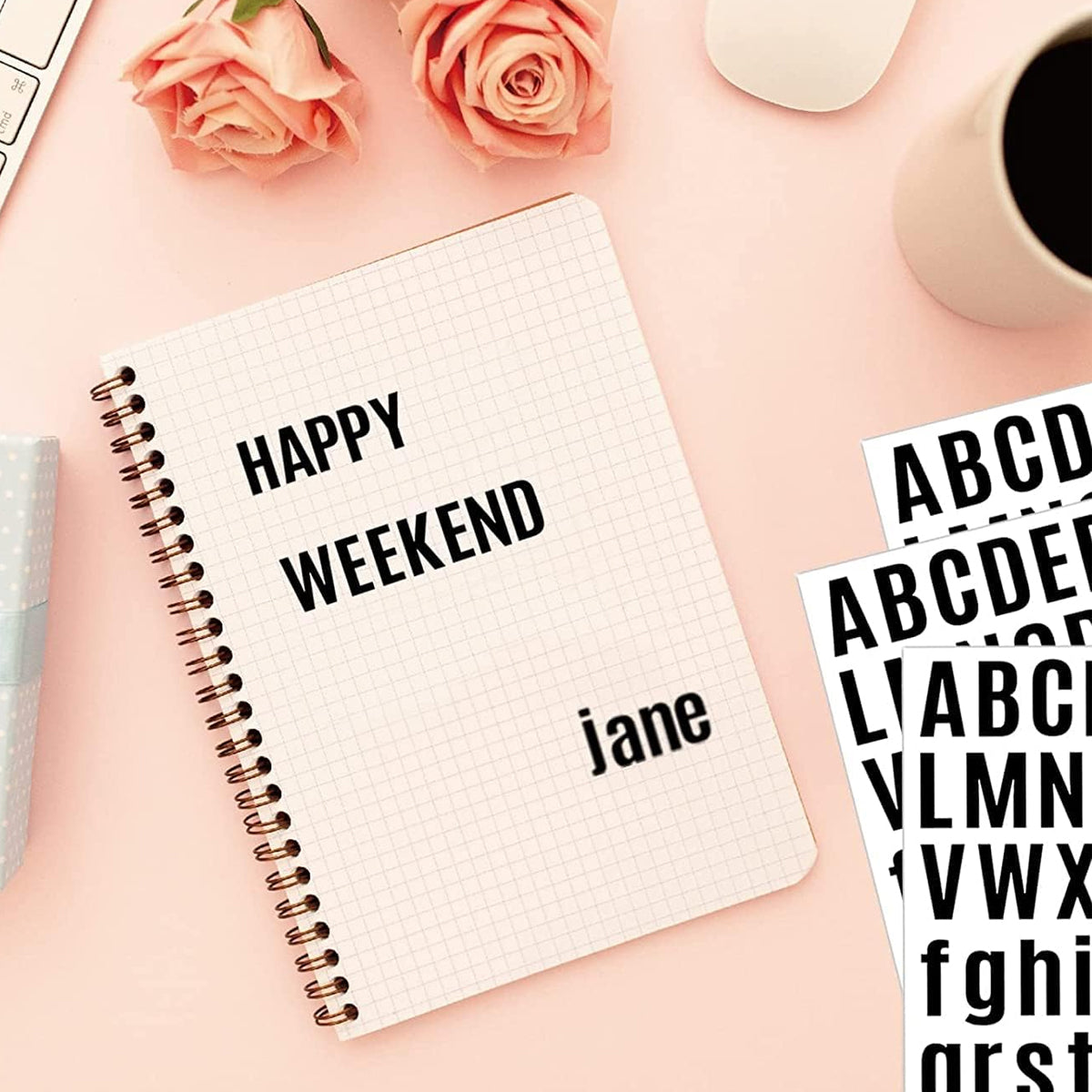 10 Sheets Alphanumeric Vinyl Stickers Colourful Water-Resistant