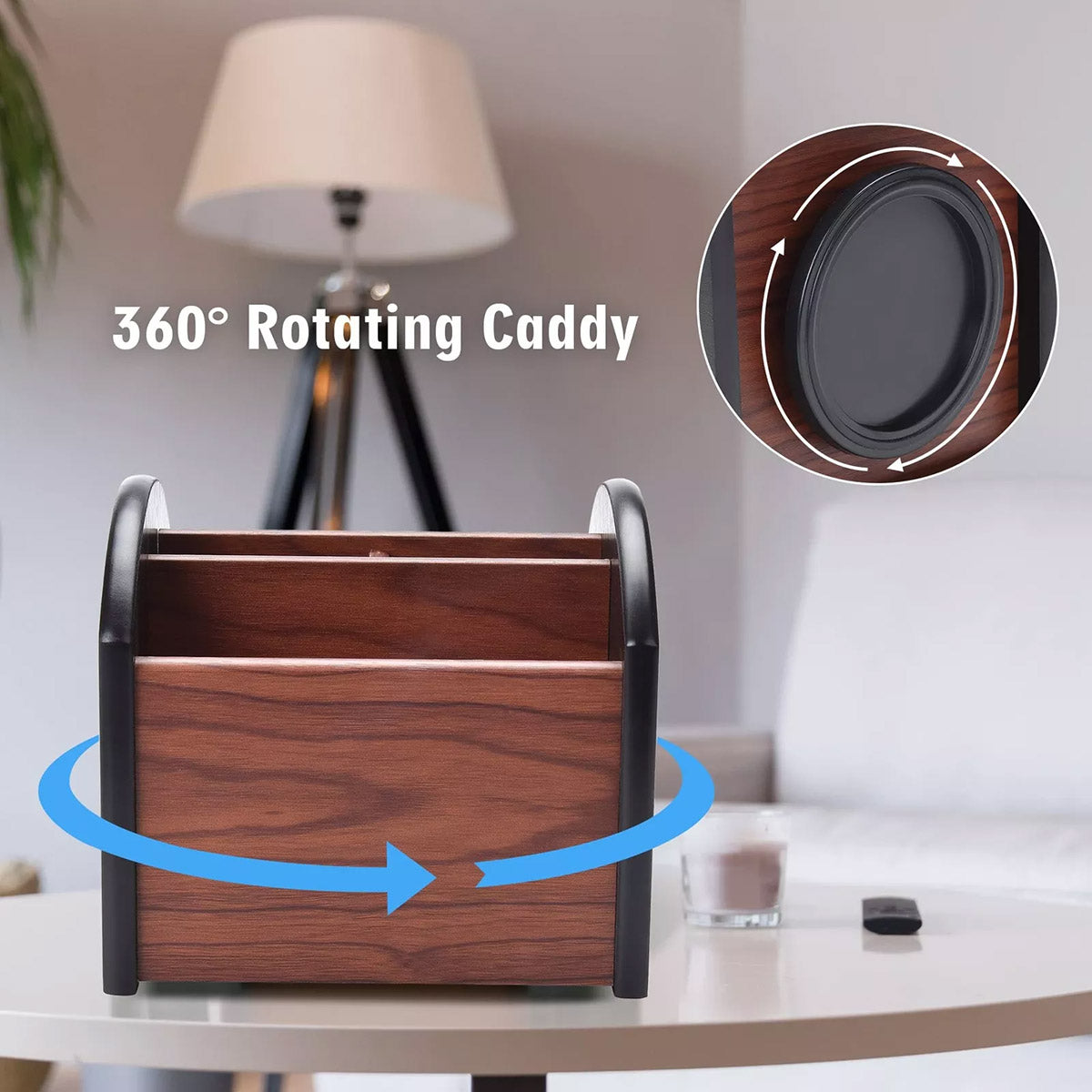 360° Rotating Wooden Desktop Storage Box