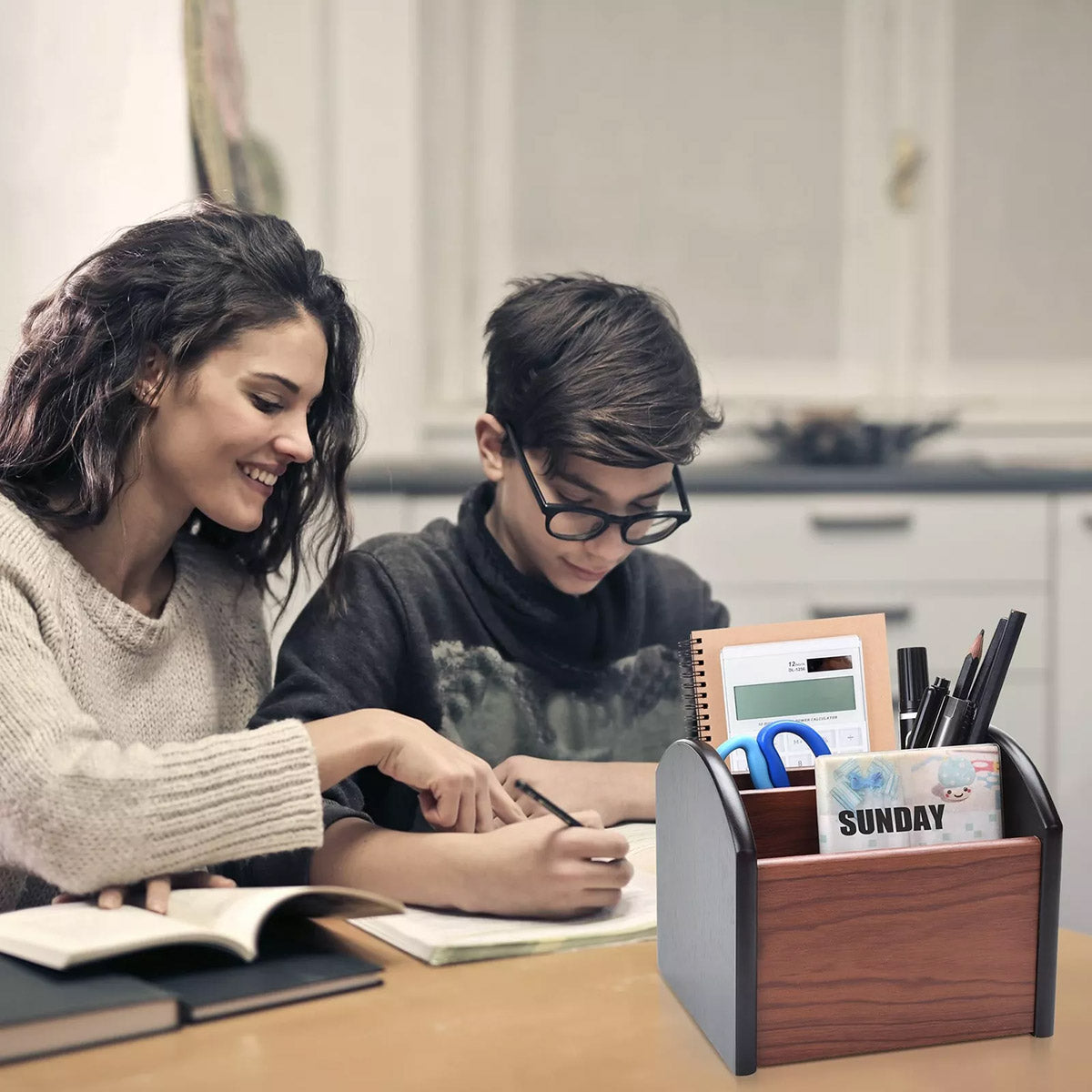 360° Rotating Wooden Desktop Storage Box