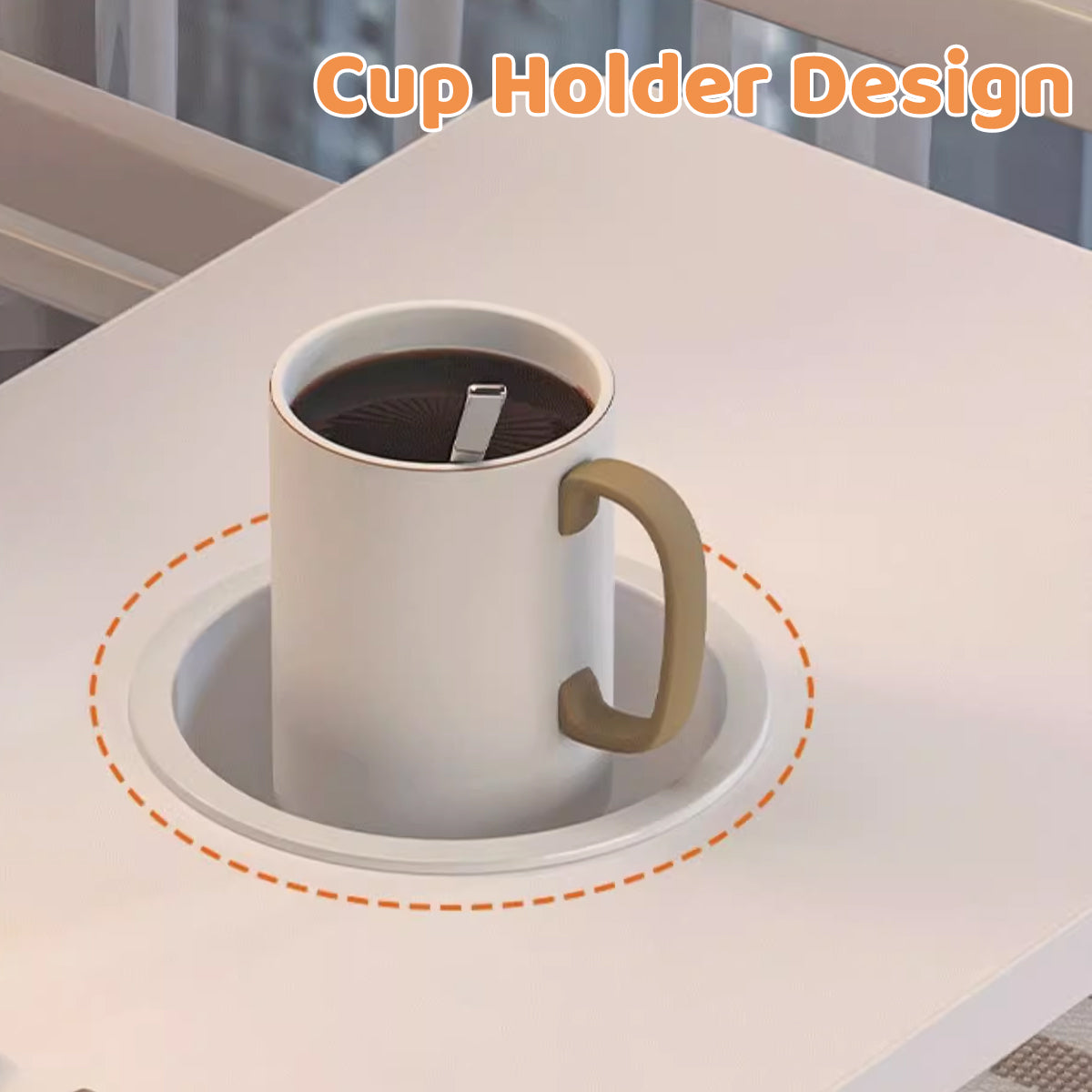 Foldable Bedside Laptop Desk with Adjustable Angle and Cup Holder