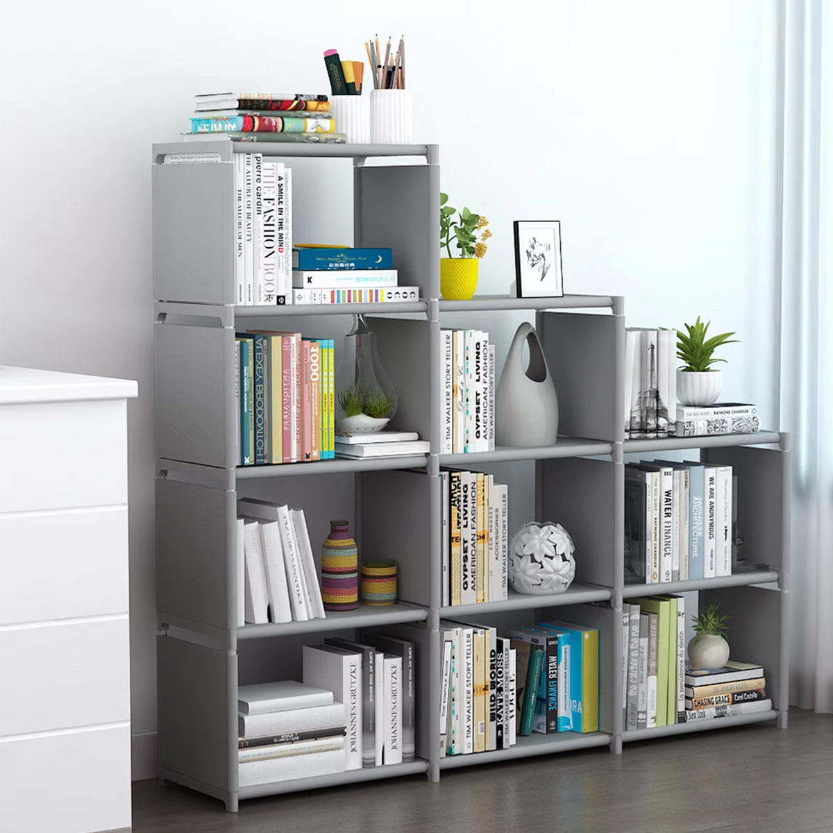 Multi Layer Bookcase Storage Rack with Waterproof Fabric