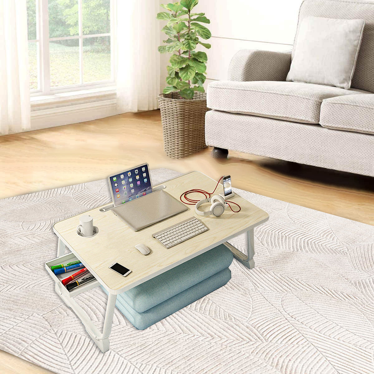 Foldable Bed Desk with Large Tabletop and Portable Design