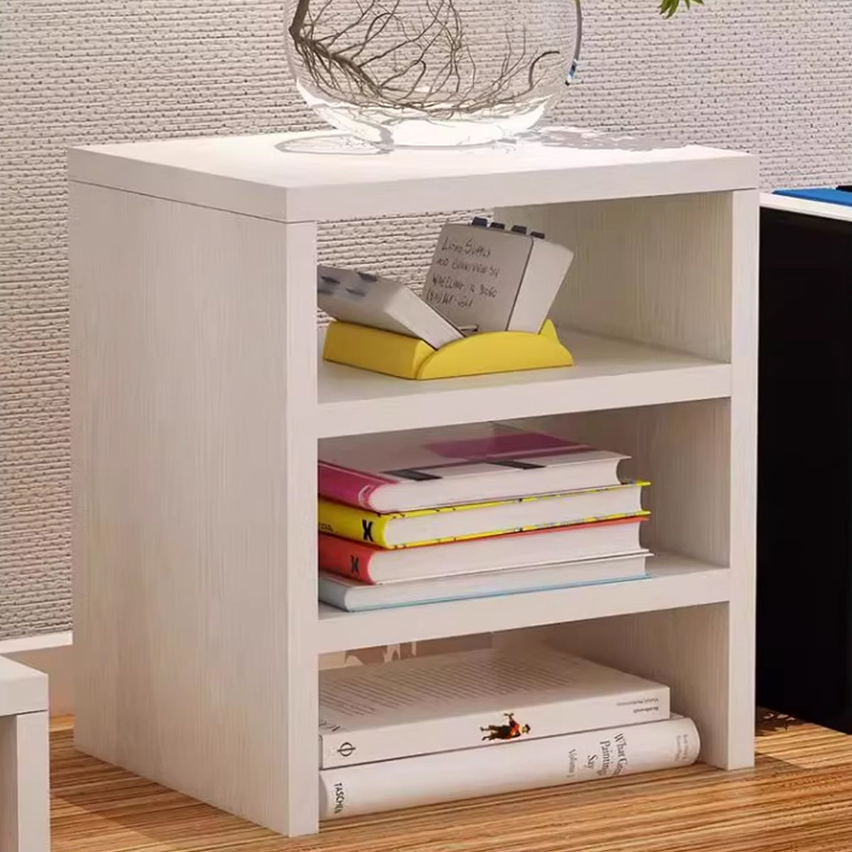 2 Pcs Monitor Riser and 3-Tier Desk Storage Rack White Wood