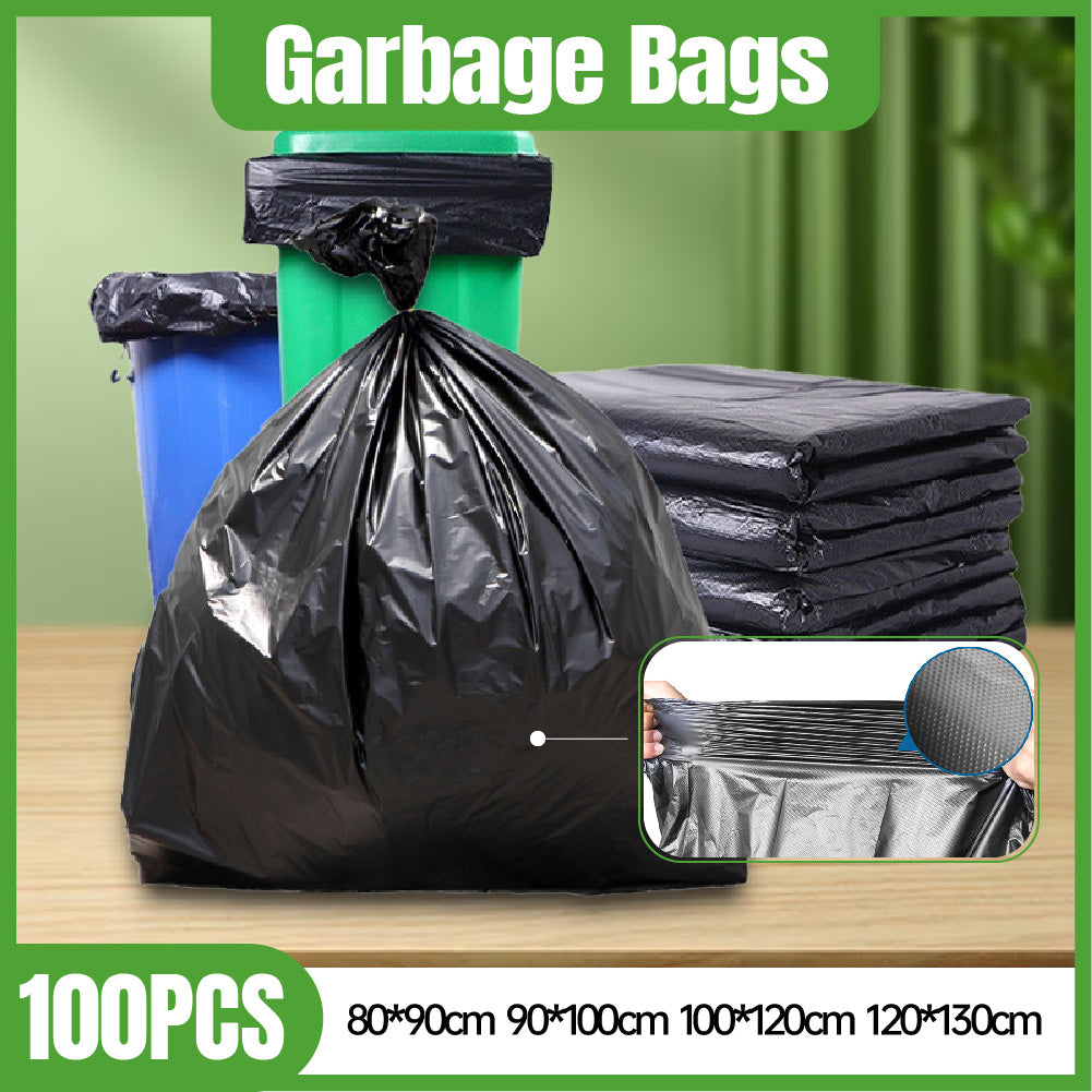 100 Pcs Black Garbage Bags Large Size Heavy Duty Trash Liners
