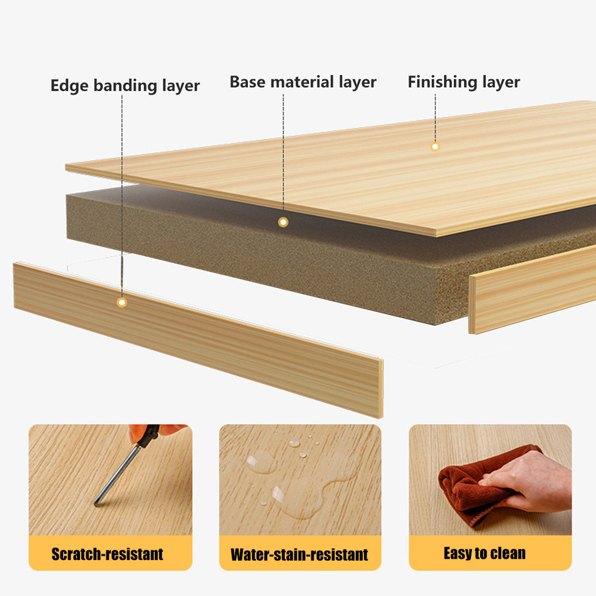 Multi Layer Wooden Desktop Shelf with Drawers Home Office Sturdy