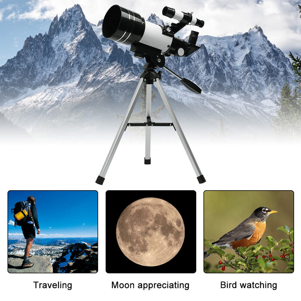 150x Astronomical Telescope with Tripod for Moon Viewing