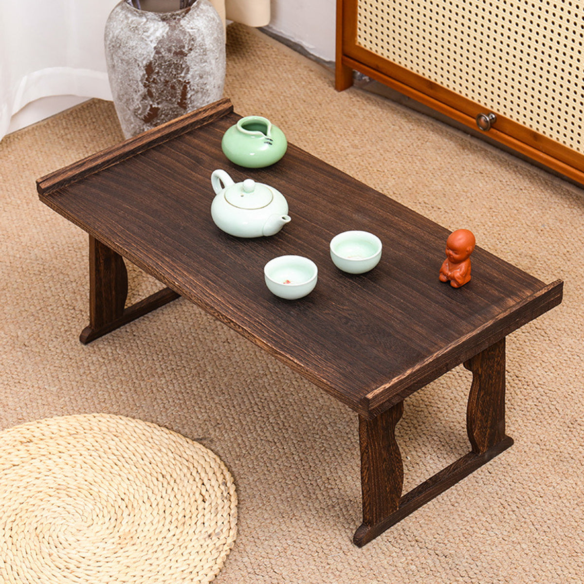 Wooden Foldable Chinese Style Tea Table Space Saving Design