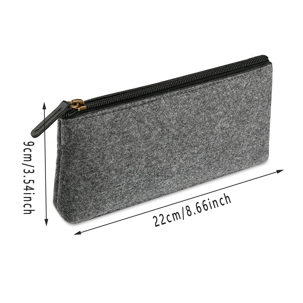 10 Pcs Felt Pencil Case Set Large Capacity Grey Zipper