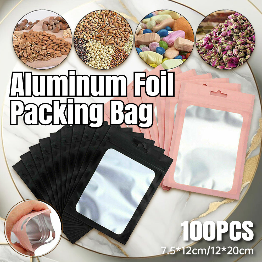 200pcs Resealable Aluminium Foil Zip Lock Bags
