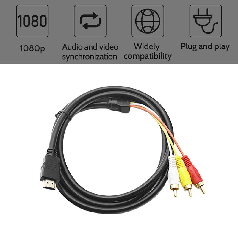 1.5m HDMI to 3 RCA Adapter Cable Gold-Plated