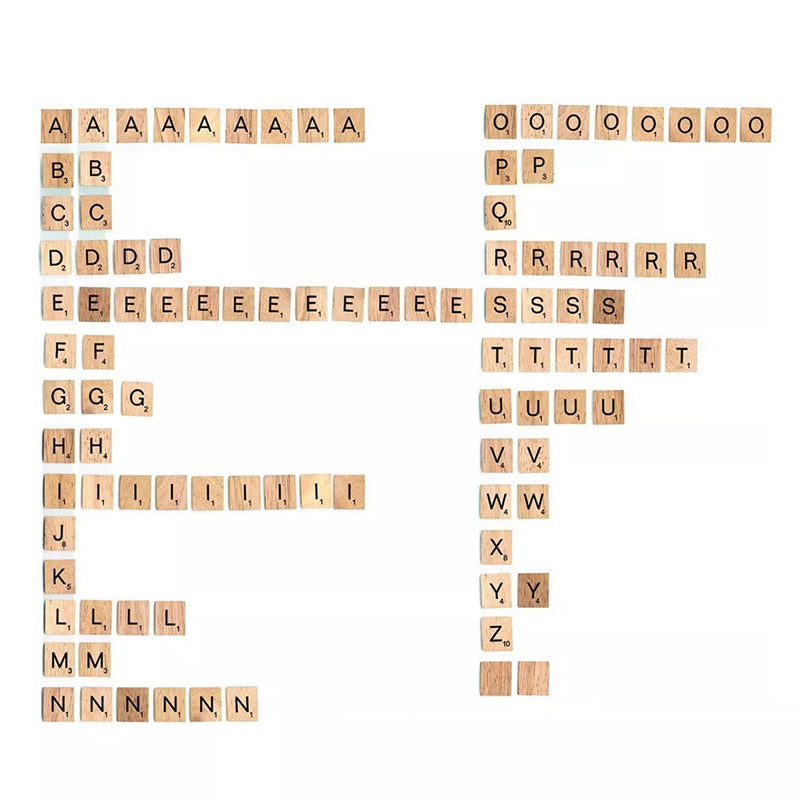 Wooden Scrabble Tiles with Black Letters