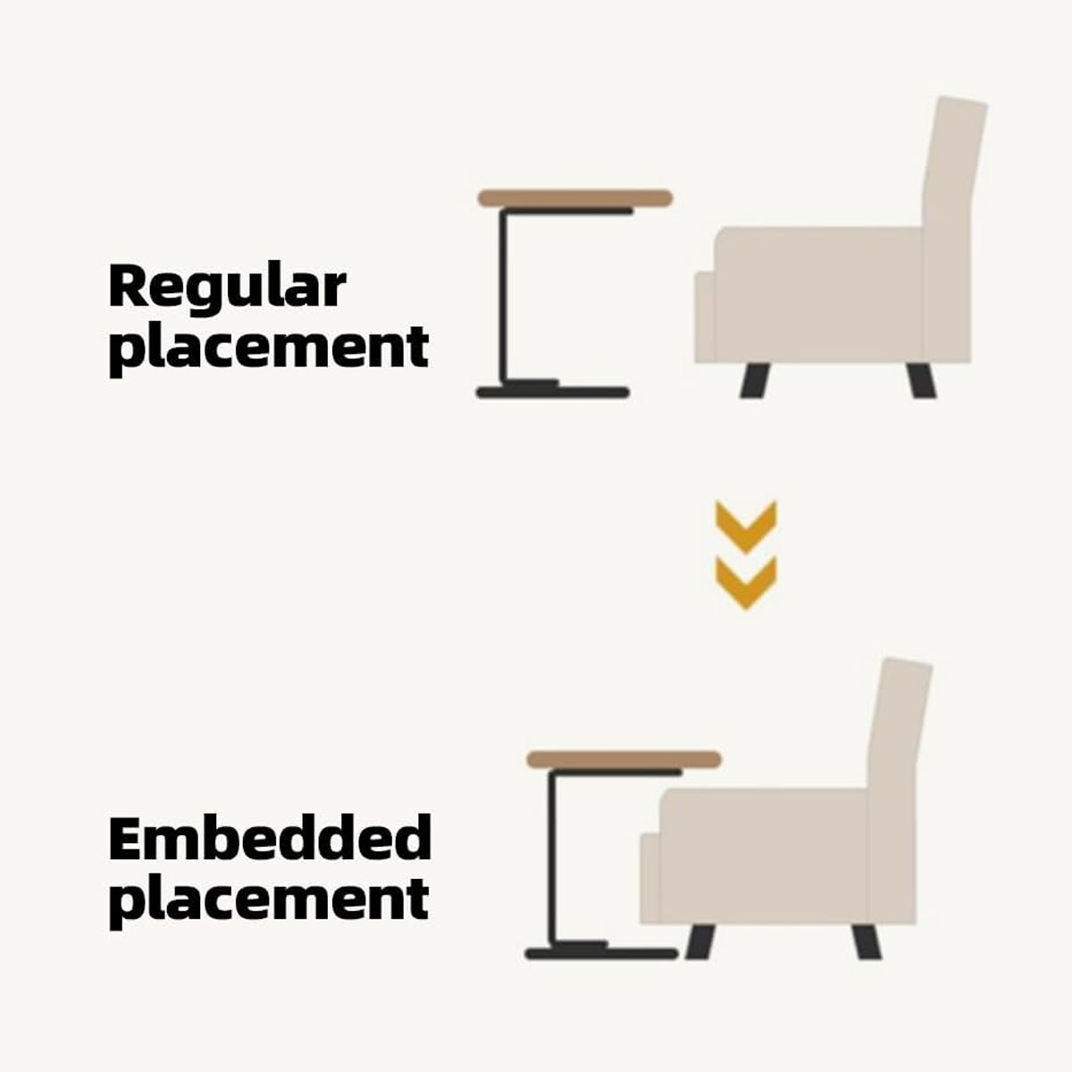 Height Adjustable Sofa Side Table Stable Base