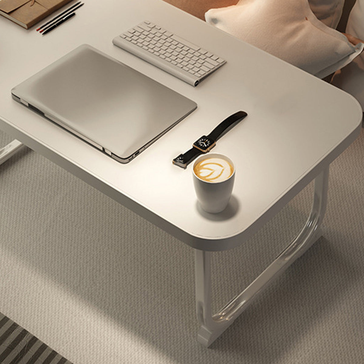 Folding Bed Desk with Retractable Legs for Study and Dorm Use