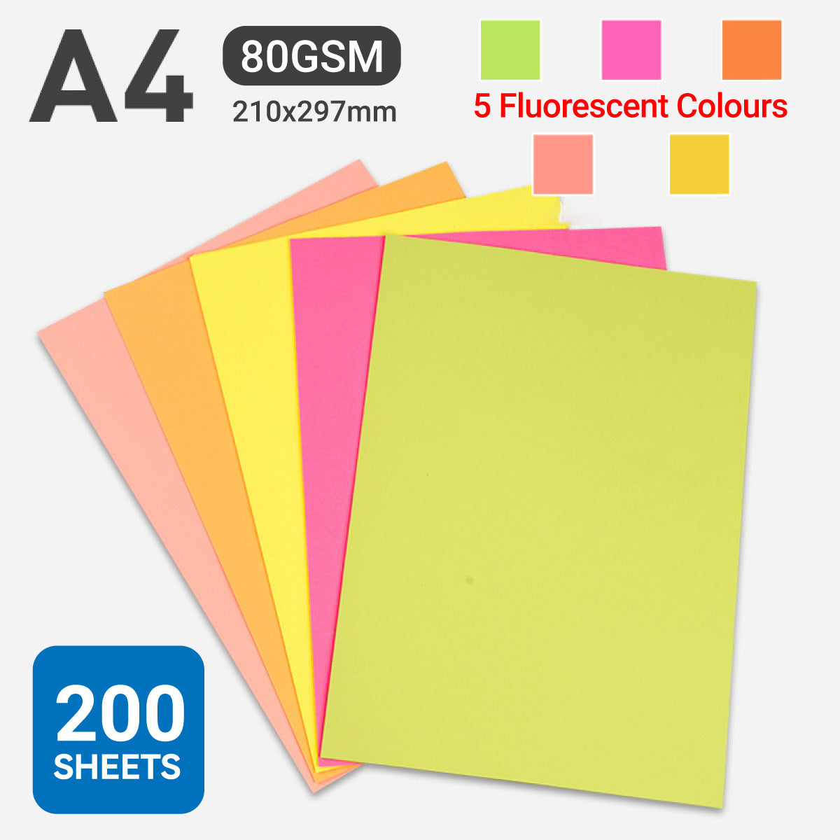 500 Sheets A4 Coloured Paper 80gsm for Crafts