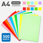 500 Sheets A4 Coloured Paper 80gsm for Crafts