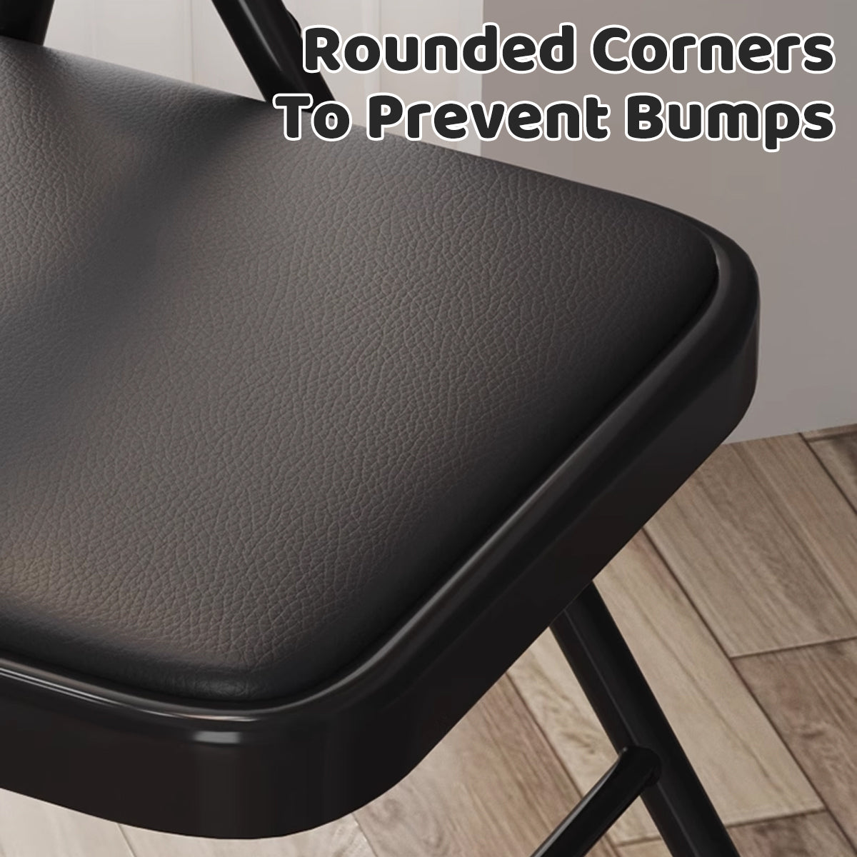 2 Pcs Folding Chairs with PU Leather Seat