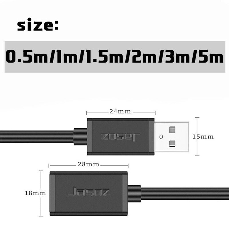 JASOZ USB 2.0 Extension Cable A Male to A Female Long Cord for PC & MacBook