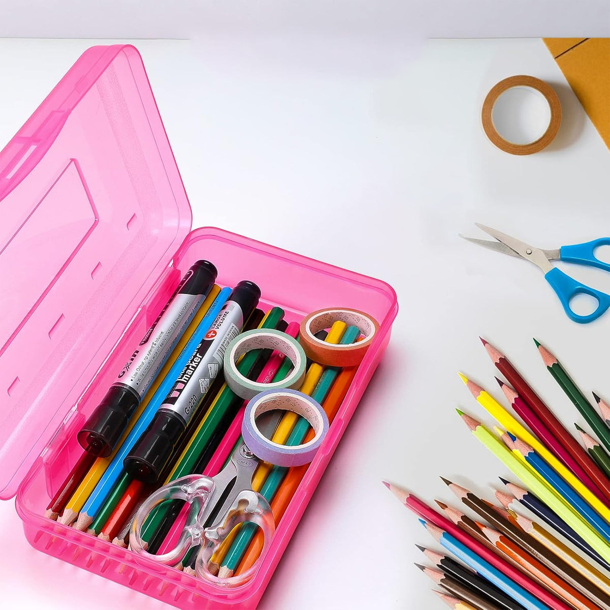 Transparent PP Plastic Pencil Case Large Capacity Multifunctional