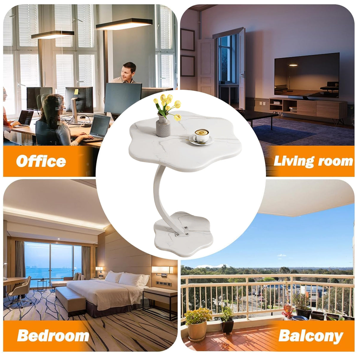 White Side Table with Storage Shelf for Home Office Use