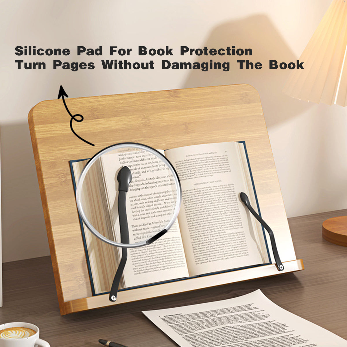 Wooden Adjustable Reading Stand Book Holder with 8 Angles