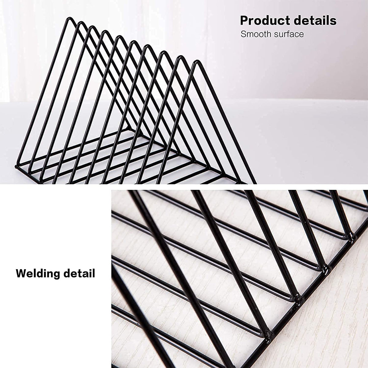 Iron Art Triangular Book Stand Desktop Bookshelf Organizer