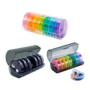 7 Day Round Mini Travel Pill Box Snap Closure