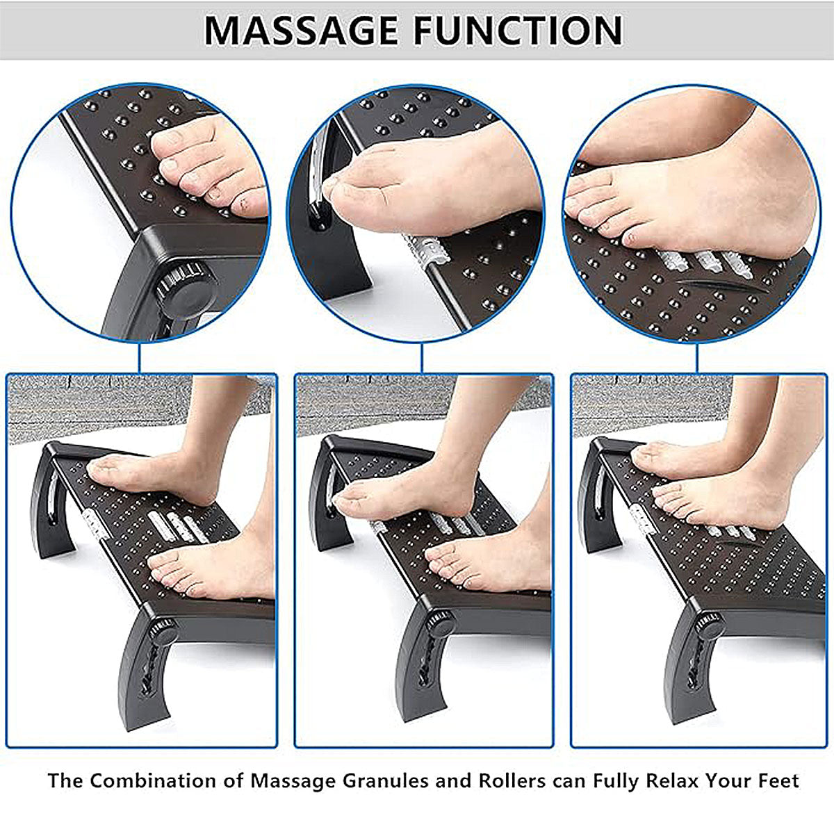 Office Foot Rest Stool Adjustable Pedal with Massage Support