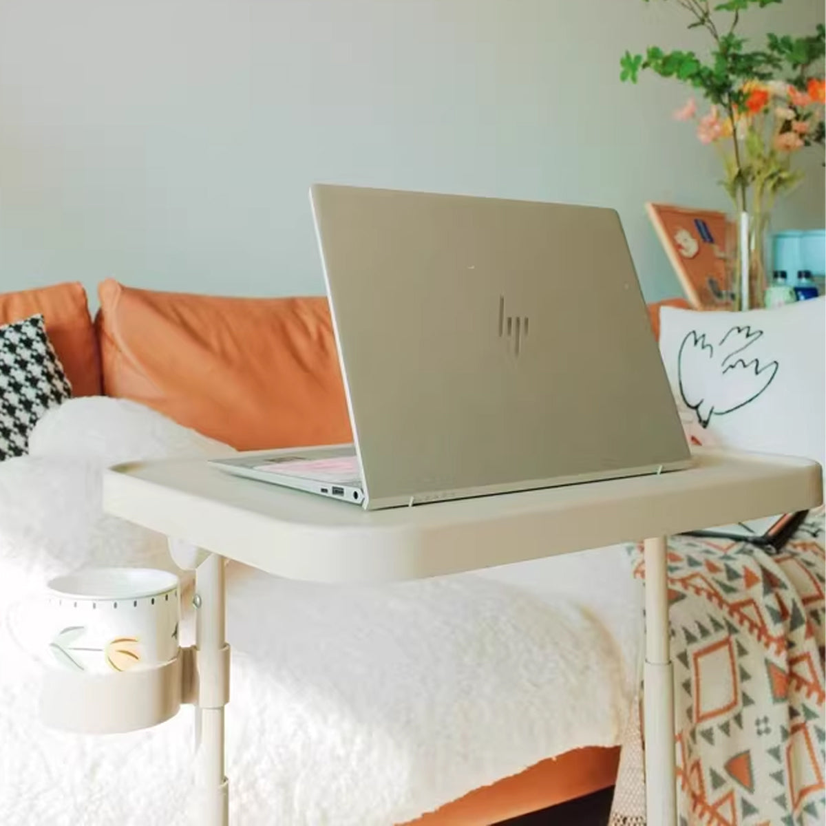 Adjustable Mobile Laptop Desk with Tiltable Top and Wheels