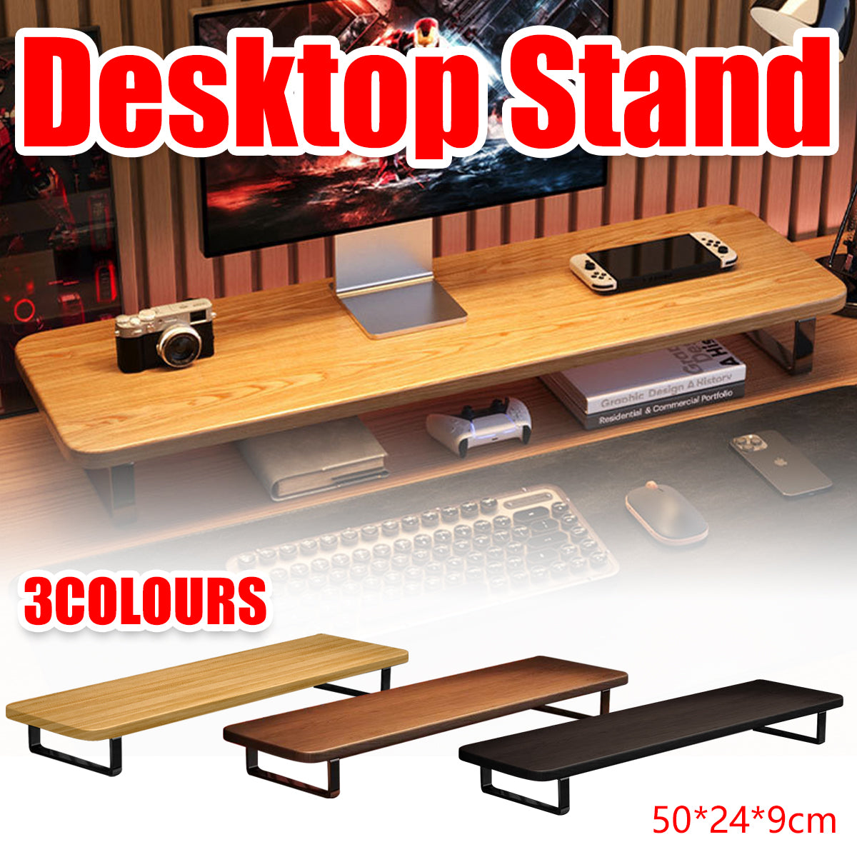 Desktop Monitor Riser Storage Stand Sturdy Easy to Install