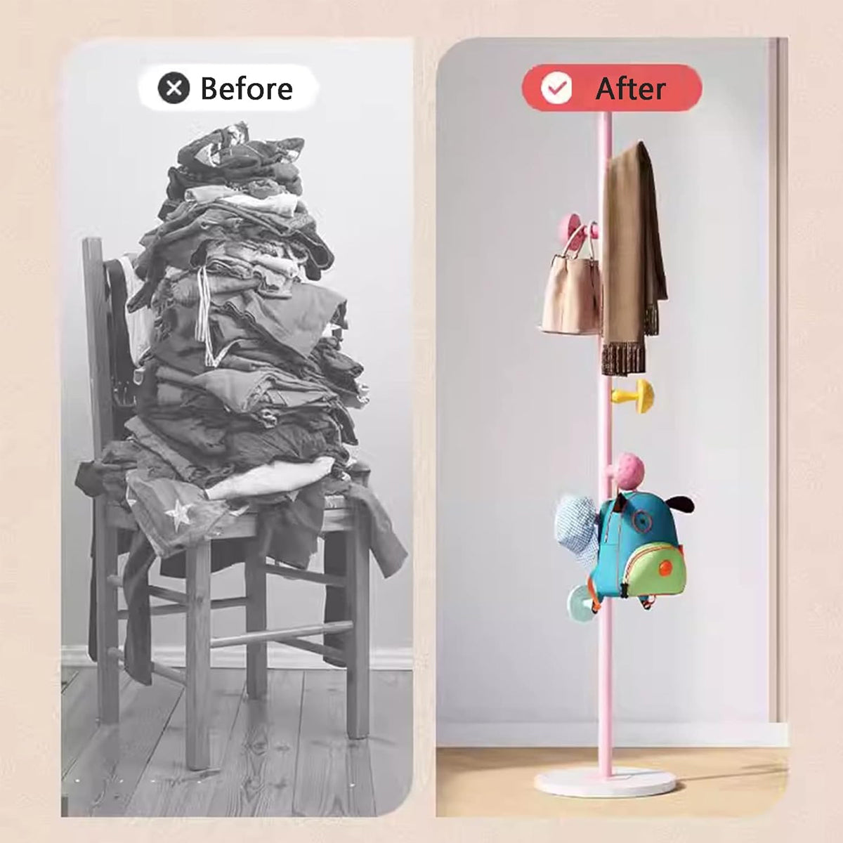 Kids Floor Coat Rack with Mushroom Hooks Bedroom