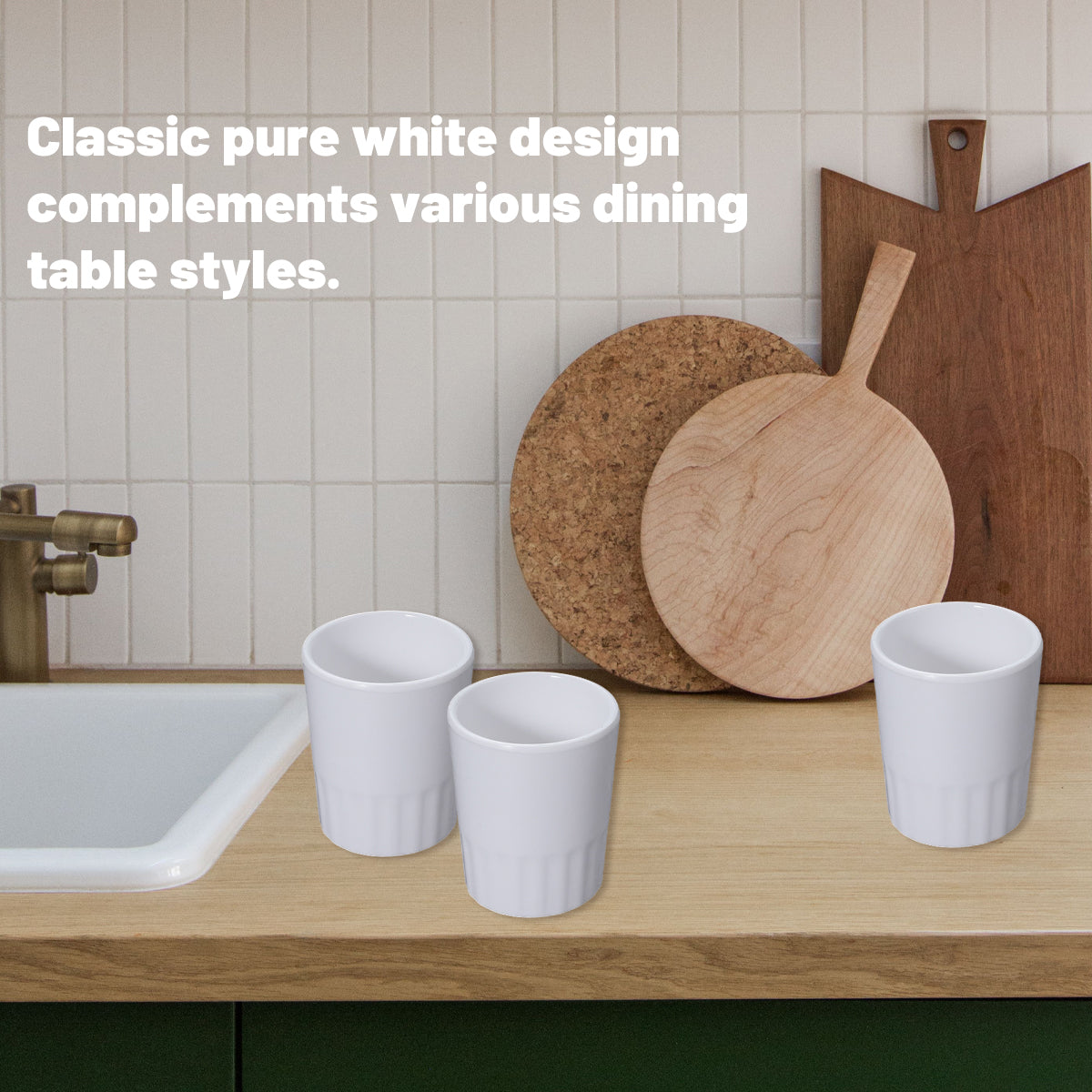 10pcs Shatterproof Melamine Tumbler Mugs in White
