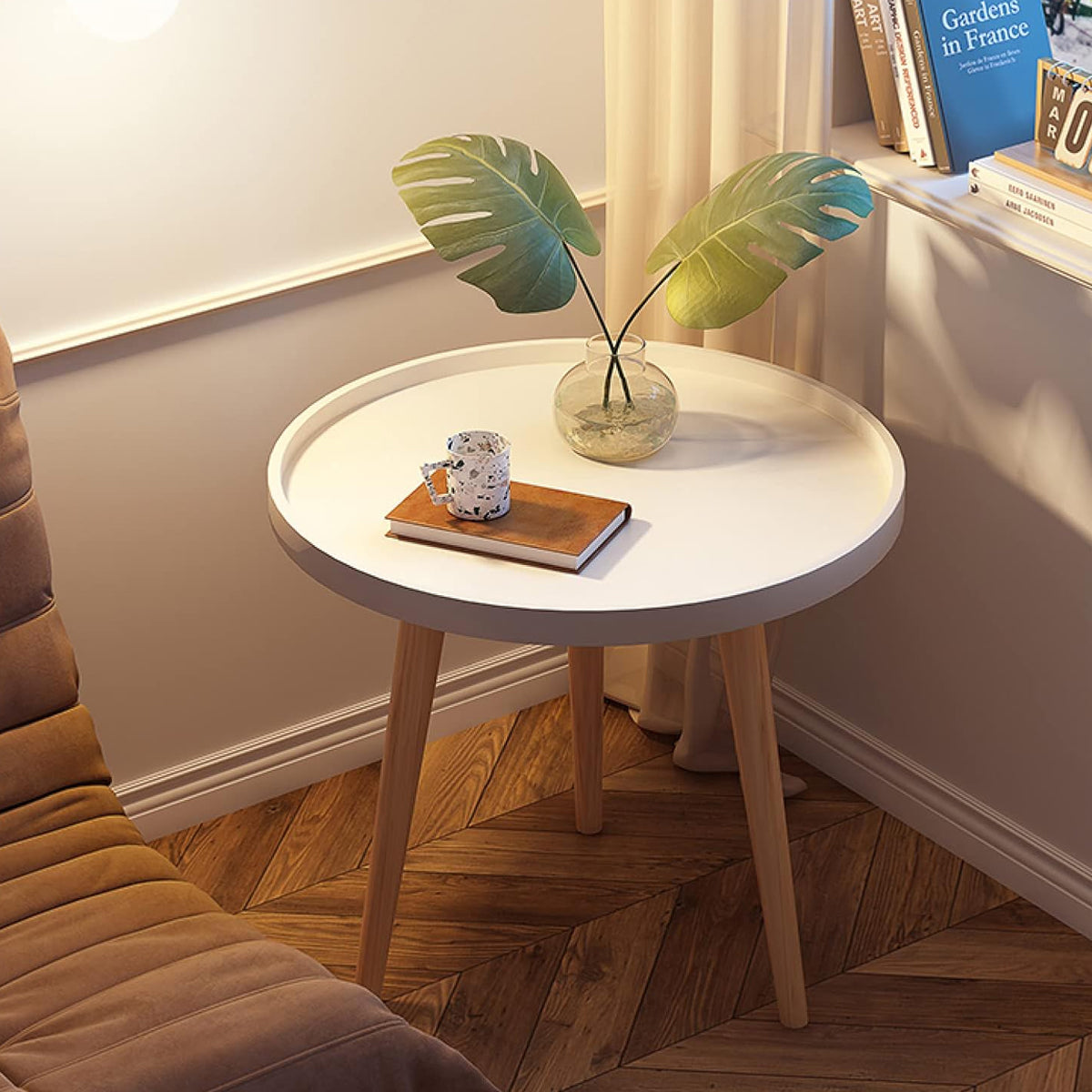 Simple Round Side Table with Stable Legs for Office Break Rooms