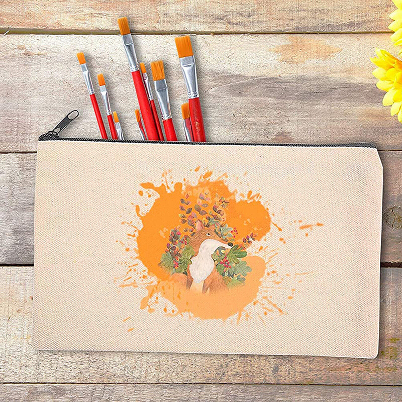 10 Pcs Canvas Makeup Bags Blank DIY Zipper Pouch Set