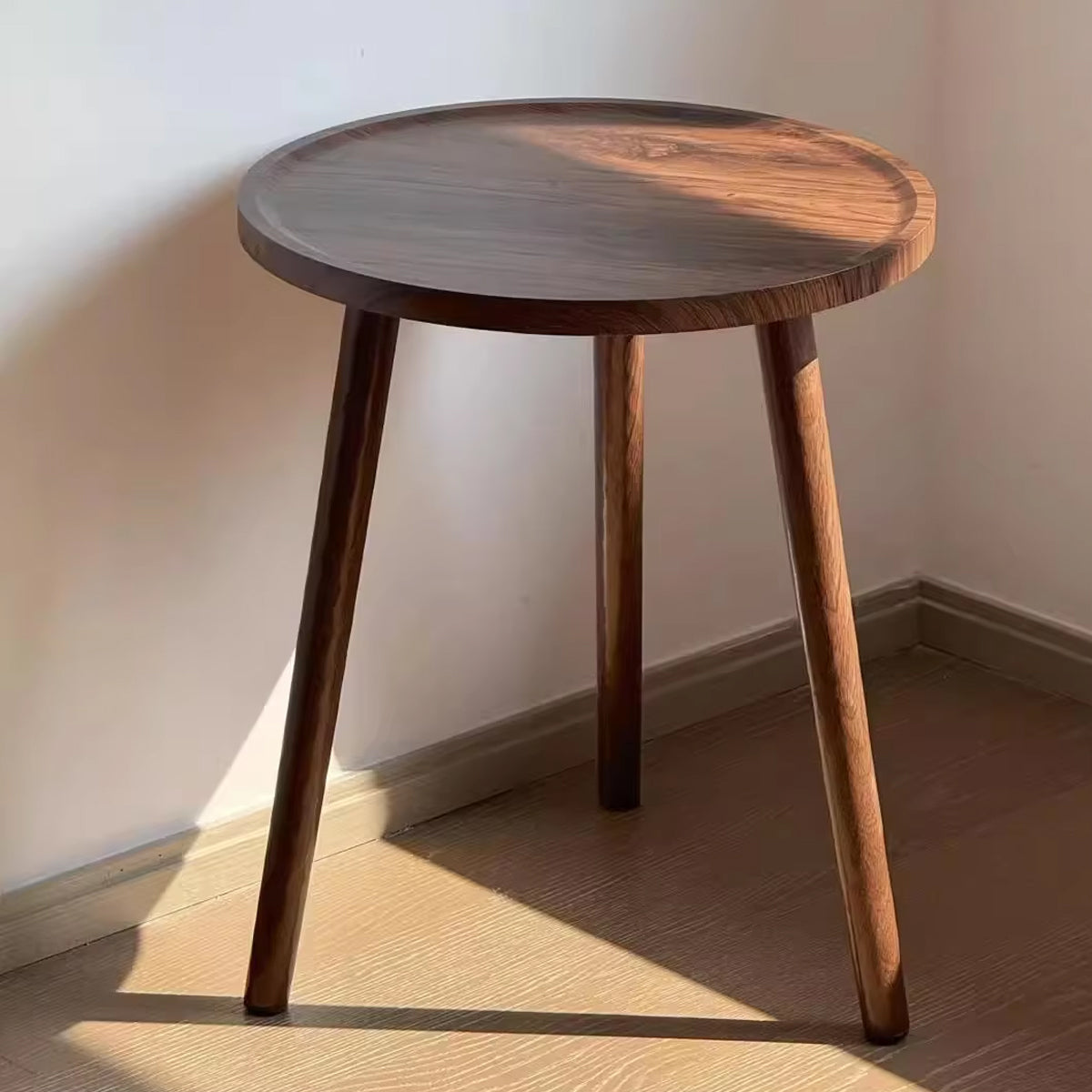 Small Round Coffee Table with Raised Edges