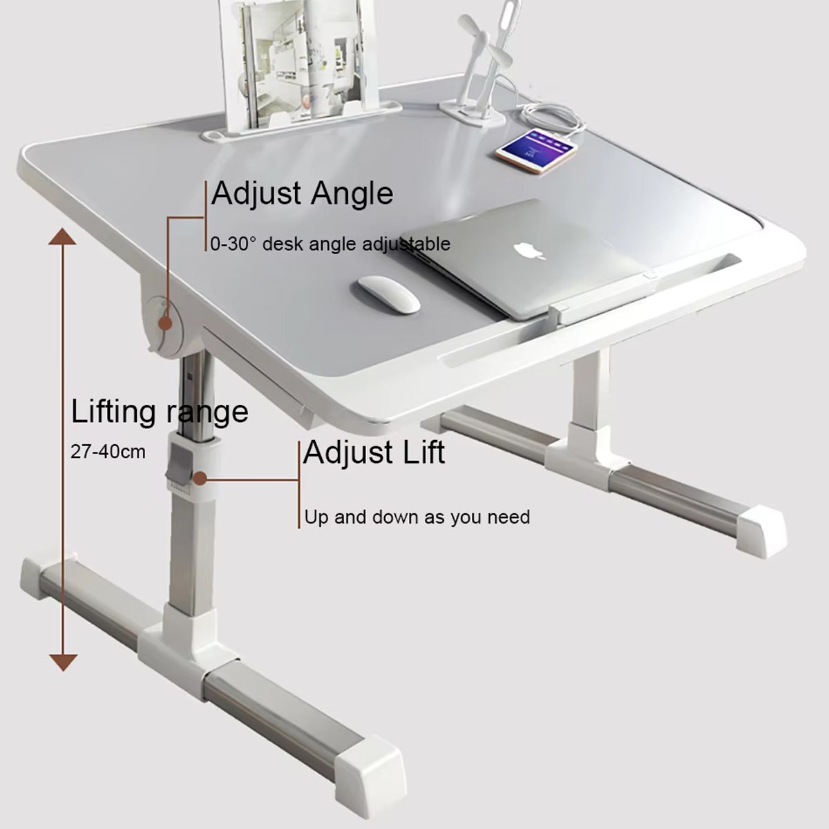 Laptop Bed Desk Adjustable with Foldable Design for Work and Study