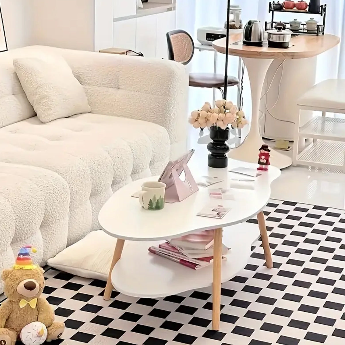 Double-Tiered Coffee Table with Organic Shape