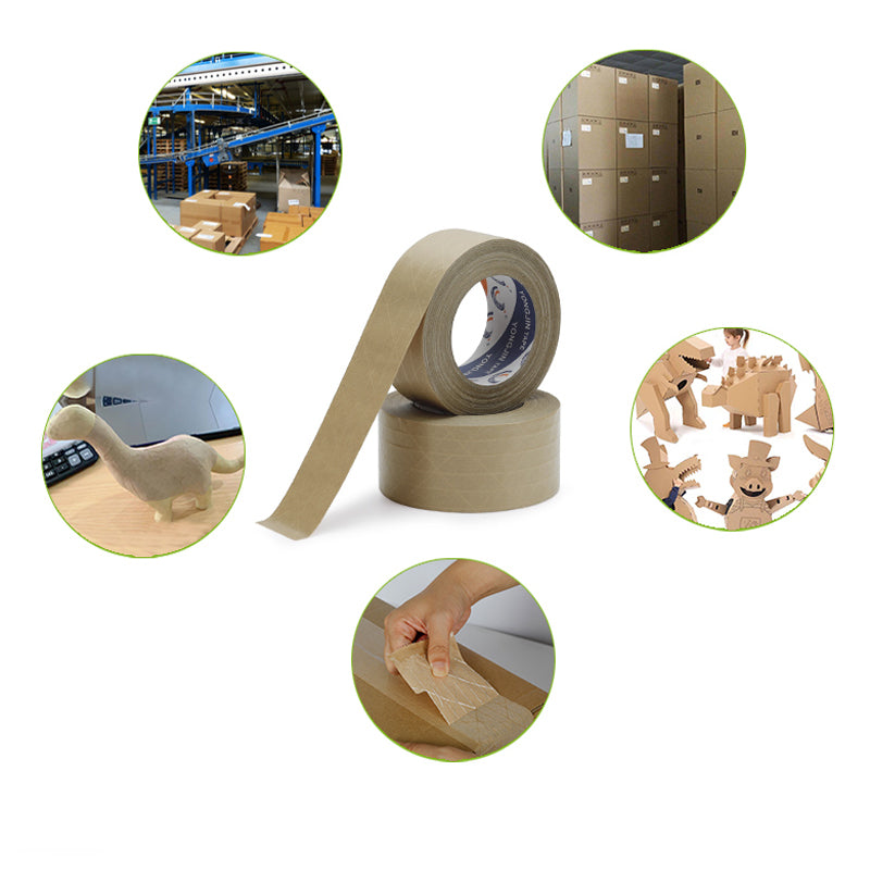 36 Rolls Kraft Paper Tape with Thread 48mm x 50m Self Adhesive