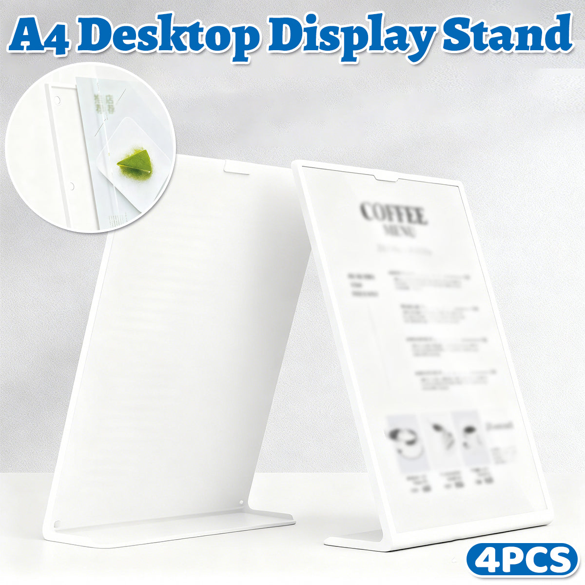 4 Pcs A4 Desktop Display Stand for Menu and Signs