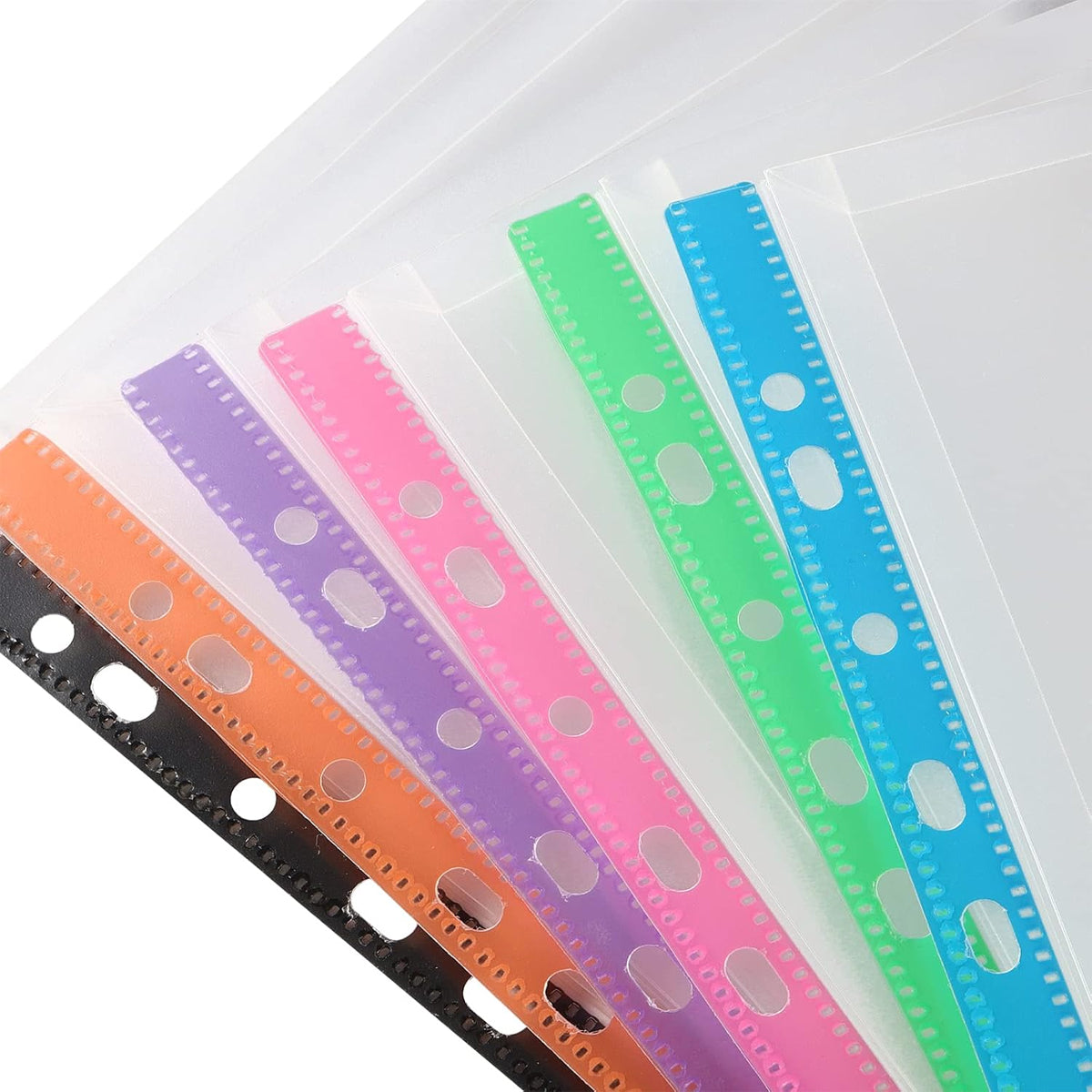 12 Pcs Binder Pouch 11-Hole Vertical File Bag Waterproof PP