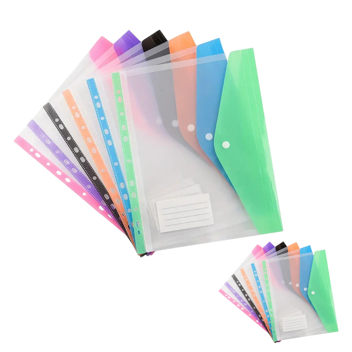 12 Pcs Binder Pouch 11-Hole Vertical File Bag Waterproof PP